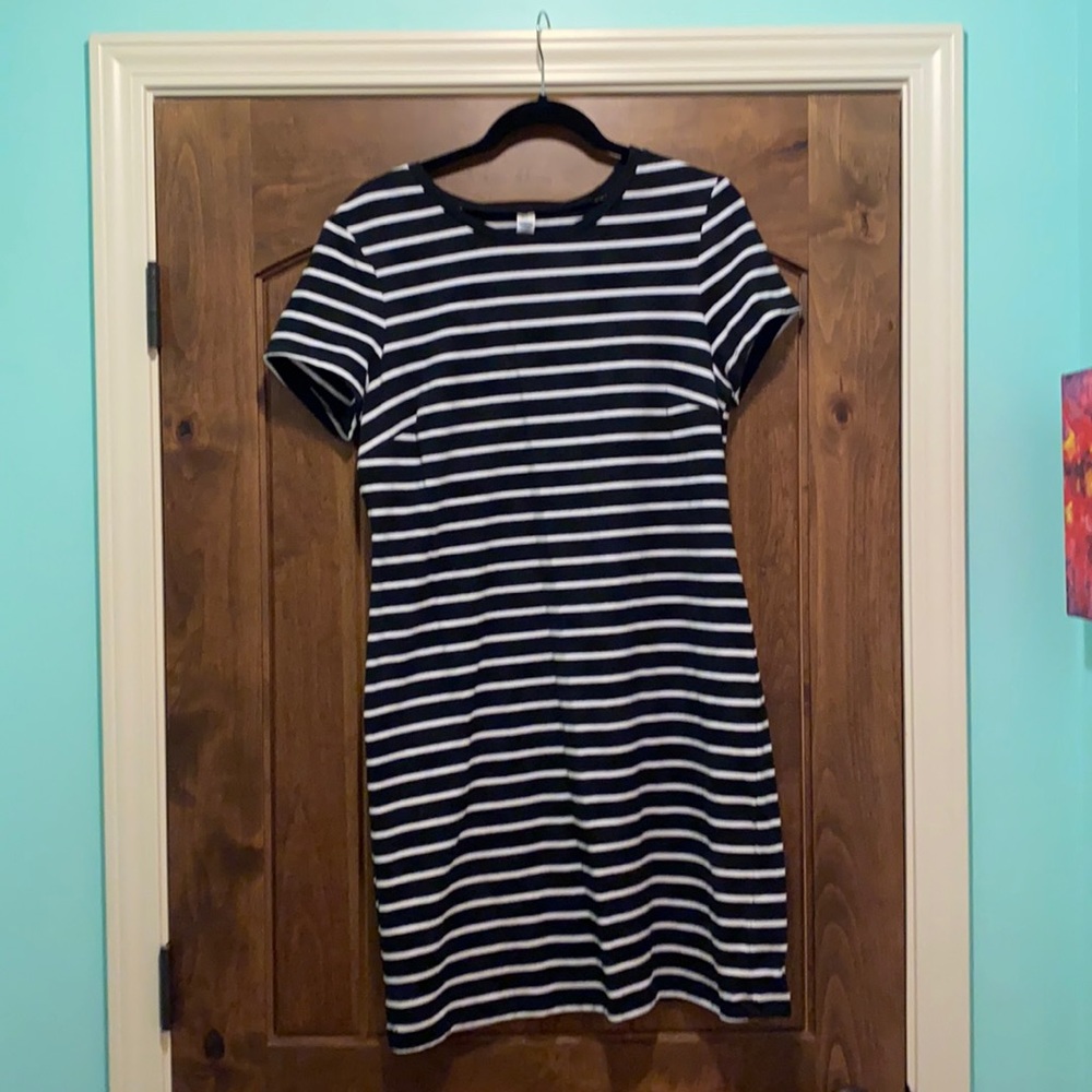 Black and White Striped T-Shirt Dress